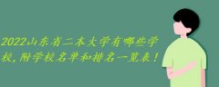 2023山东省二本大学有哪些学校,附学校名单和排名一览表！