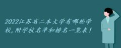 2023江苏省二本大学有哪些学校,附学校名单和排名一览表！