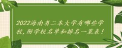 2023海南省二本大学有哪些学校,附学校名单和排名一览表！