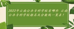 2023年云南公办专科学校有哪些 云南公办专科学校排名及分数表格！