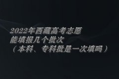 2022年西藏高考志愿能填报几个批次(本科、专科批是一次填吗)